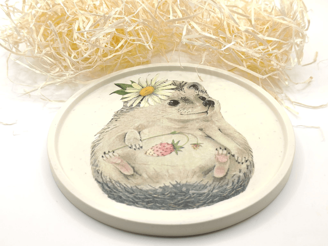 🦔 Plateau décoratif Hérisson – Résine acrylique
