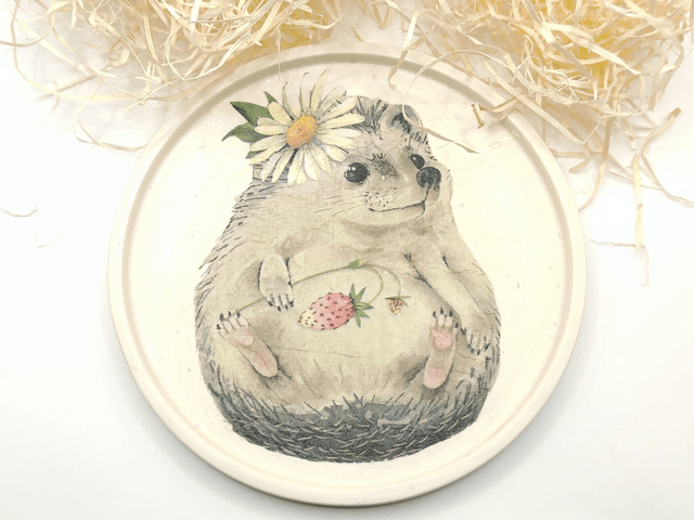 🦔 Plateau décoratif Hérisson – Résine acrylique
