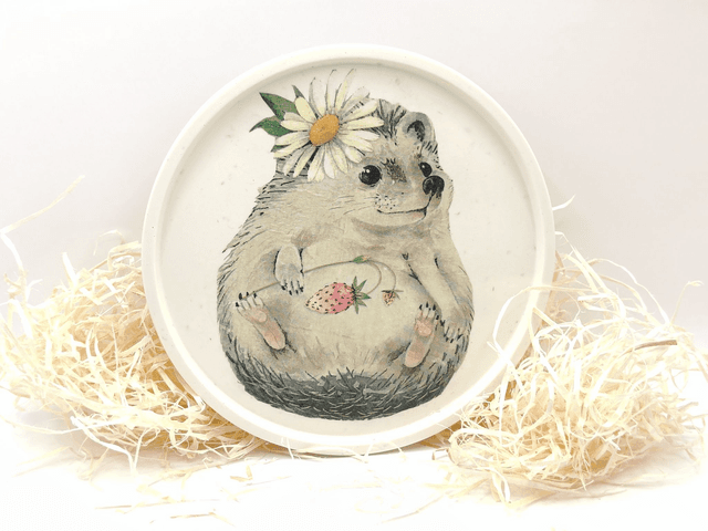 🦔 Plateau décoratif Hérisson – Résine acrylique