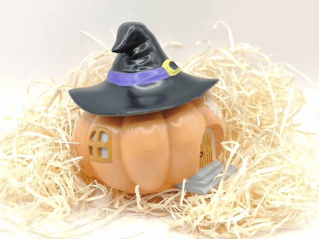 🎃 Citrouille d’Halloween décorative avec chapeau – Résine acrylique ✨